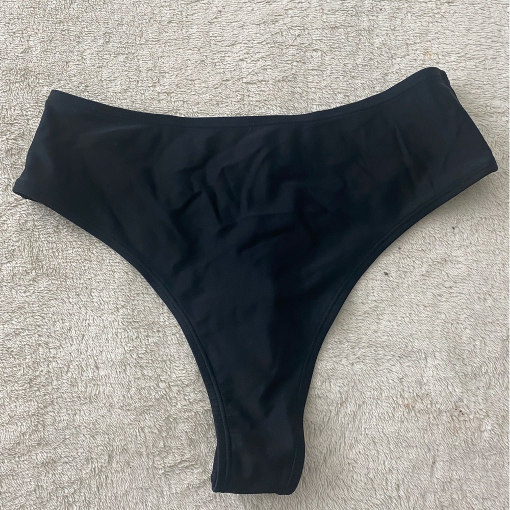 Black High Waist Thong Bottom